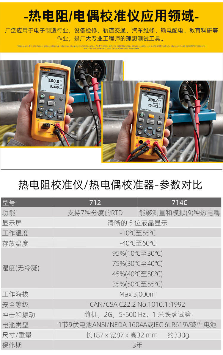 福禄克（FLUKE）FLUKE-712C  热电阻校准仪 测量 4 至 20 mA 信号(图2)