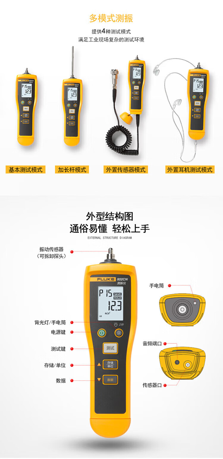 福禄克（FLUKE) 测振仪 振动测试仪 FLUKE-802N-II/CN FLUKE-802N-II/CN(图4)