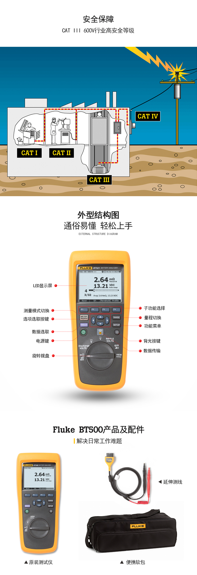 福禄克（FLUKE）BT508/CN 蓄电池内阻测试仪仪器仪表 FLUKE-BT508/CN(图6)