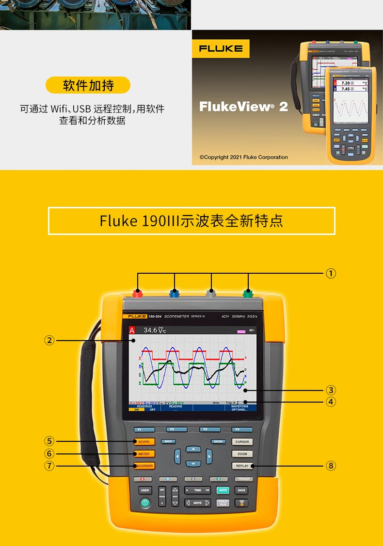 FLUKE/福禄克 手持式示波器 FLUKE-190-502/AU/S 1台(图2)